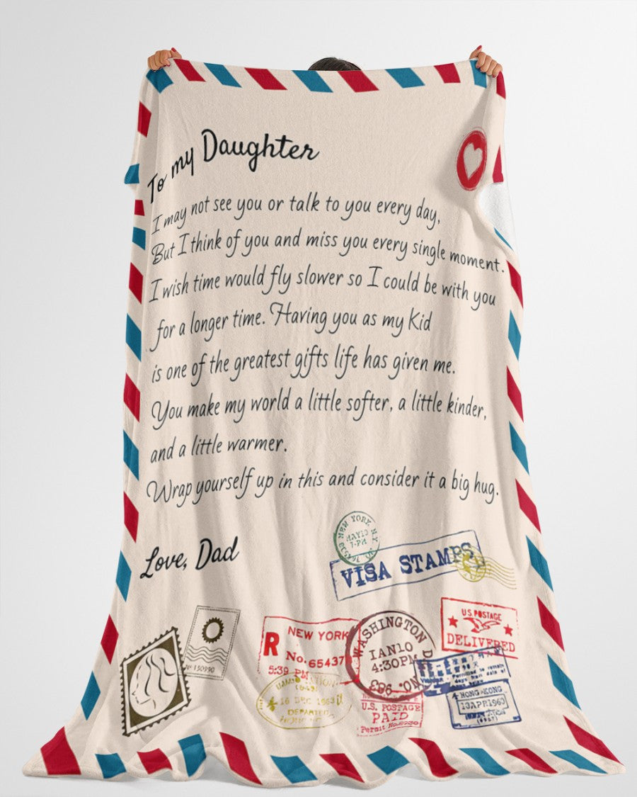 To My Daughter Consider It A Big Hug Letter Blanket Gift For Daughter From Dad Birthday Gift Home Decor Bedding Couch Sofa Soft And Comfy Cozy 1624523802600.jpg