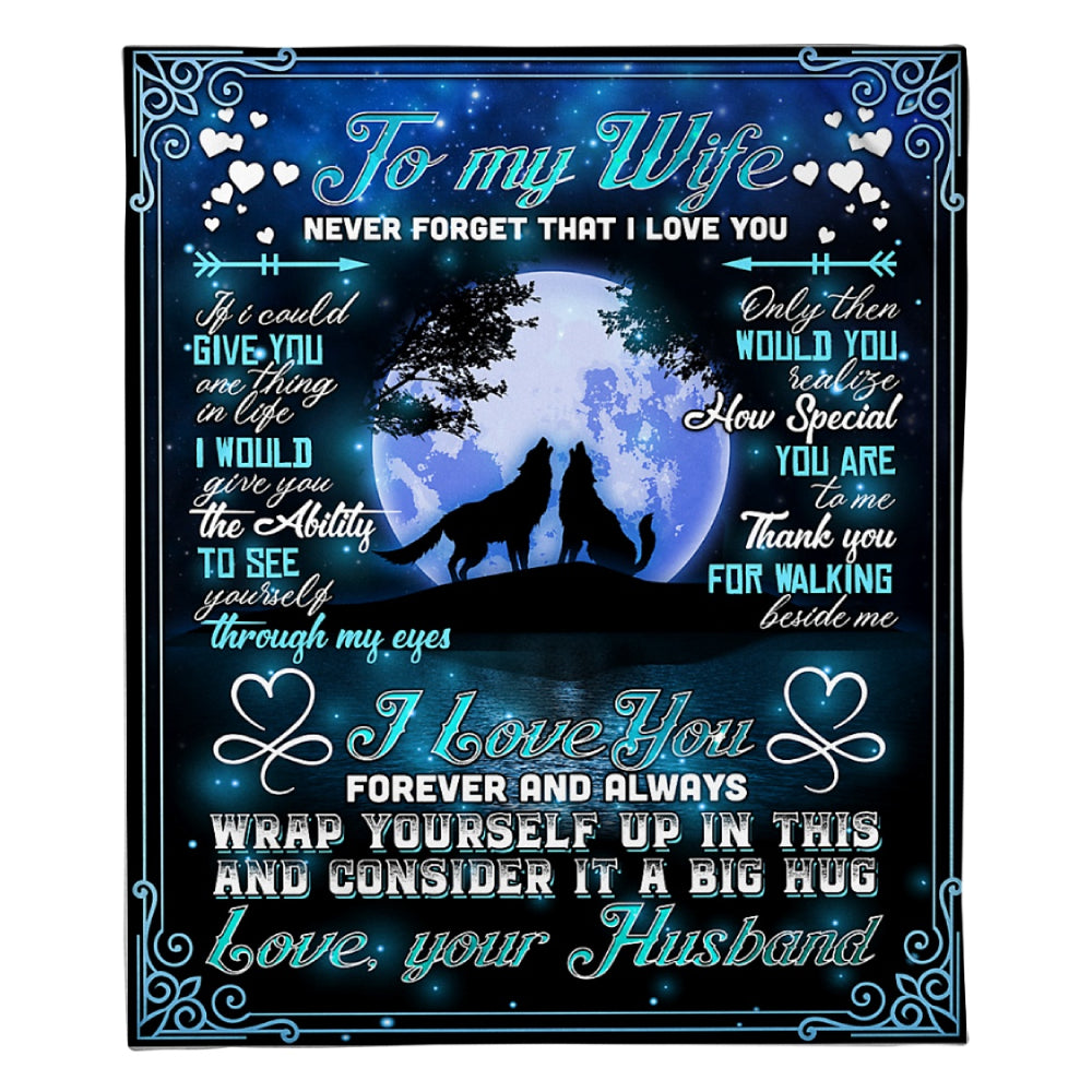 To My Wife How Special You Are Wolf Moon Night Fleece Blanket Home Decor Bedding Couch Sofa Soft And Comfy Cozy 1624677526133.jpg