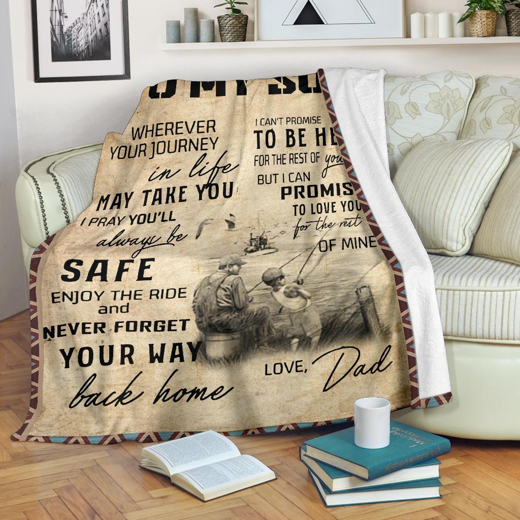Gift For Son Blanket, Dad To My Son Fishing Vintage Color Never Forget Your Way Back Home 1625472000070.jpg