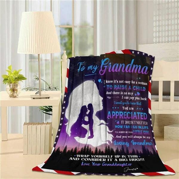 Not easy to raise a child USA Blanket Personalized Gift For Grandma,  Fleece Blanket / White / Small (30x40in) 1625541919677.jpg