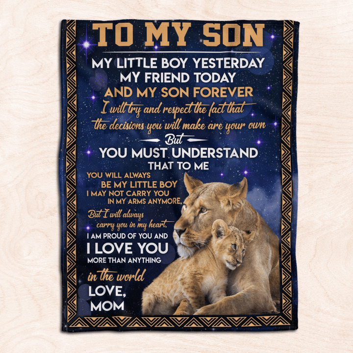 GIft For Son Blanket, To My Son Lion My Little Boy Yesterday 1625557010504.png