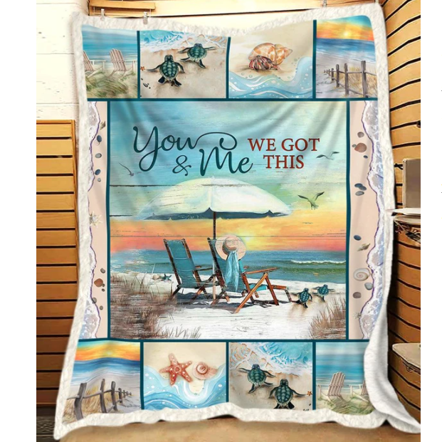 Beach Scene Mermaid Fleece Blanket - You And Me We Got This Gift For Wife From Husband Couple Birthday Gift Valentine's Day Gift Bedding Couch Sofa Soft And Comfy Cozy 1625711181590.png
