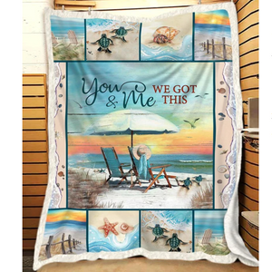 Beach Scene Mermaid Fleece Blanket - You And Me We Got This Gift For Wife From Husband Couple Birthday Gift Valentine's Day Gift Bedding Couch Sofa Soft And Comfy Cozy 1625711181590.png