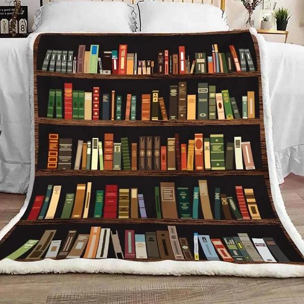 Book Lovers Blanket, Book Shelf Vintage Gift For Book Lovers, Bookworm 1626677524936.jpg