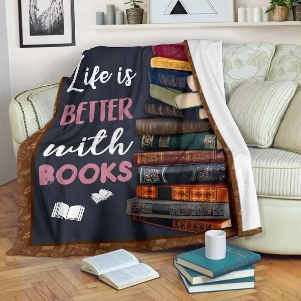 Book Lovers Life Is Better With Books Fleece Blanket Gift For Book Lover Reading Book Lover  Birthday Gift Home Decor Bedding Couch Sofa Soft And Comfy Cozy 1626679806809.jpg