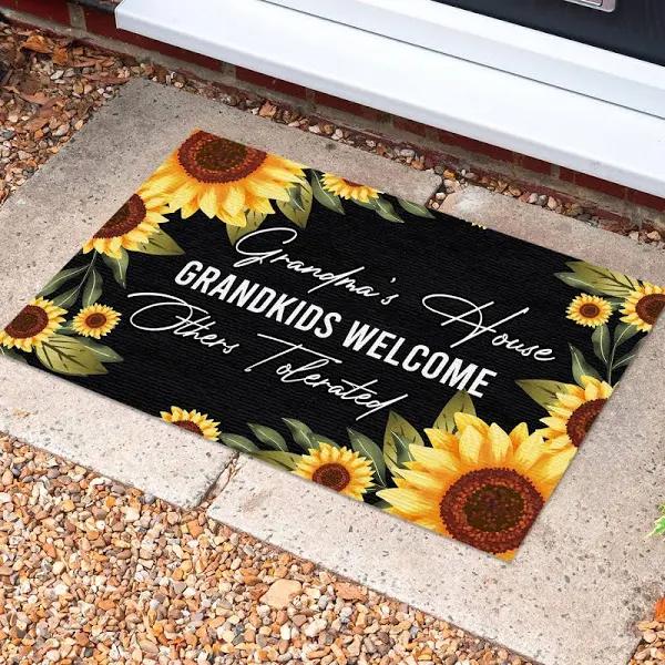 Grandma's House Grandkids Welcome Others Tolerated Sunflowers Indoor and Outdoor Doormat Warm House Gift Welcome Mat Gift for Friend Family 1626834546027.jpg