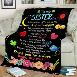 Gift For Sister Blanket, To My Sister I Am So Lucky To Be Able To Call You My Sister 1627013944959.jpg
