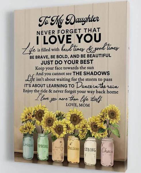 To My Daughter I Love You More Than Life Itself Portrait Canvas Gift For Daughter Birthday Gift For Mom Decor Wall Art Visual Art 1627372965975.jpg