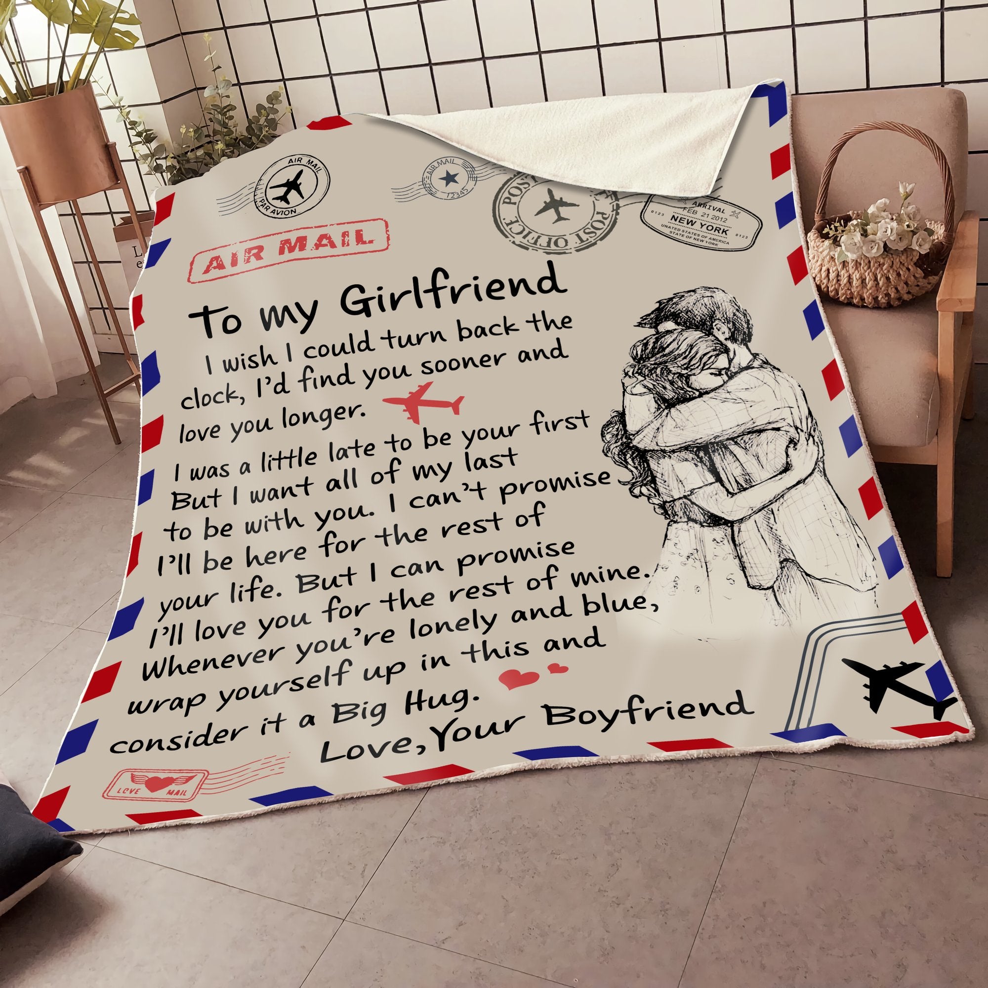 Gift For Girlfriend Blanket, To My Girlfriend I Wish I Could Turn Back The Clock 1627380844138.jpg
