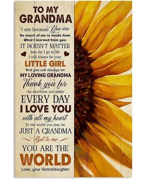 To My Grandma You Are The World Portrait Canvas Gift For Grandma From Granddaughter Home Decor Wall Art Visual Art 1627611491066.jpg