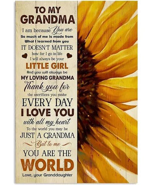 To My Grandma You Are The World Portrait Canvas Gift For Grandma From Granddaughter Home Decor Wall Art Visual Art 1627611491066.jpg