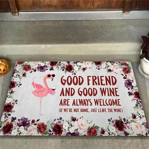 Flamingo Good Friend And Good Wine Doormat Real friends Bring Beer Welcome Doormat Indoor and Outdoor Doormat Warm House Gift Gift Friends Birthday Gift 1627629197702.jpg