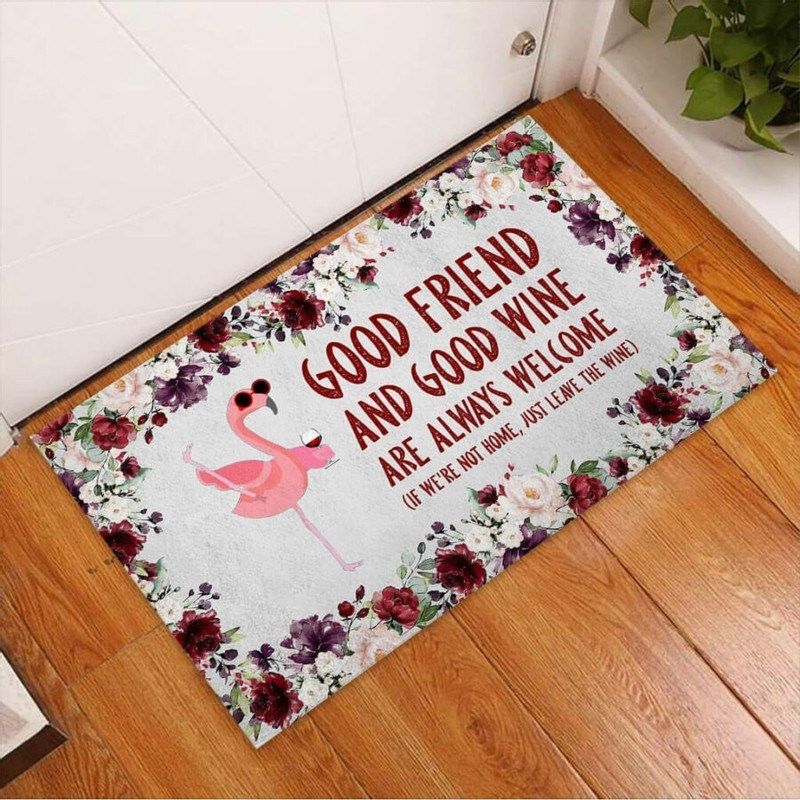Flamingo Good Friend And Good Wine Doormat Real friends Bring Beer Welcome Doormat Indoor and Outdoor Doormat Warm House Gift Gift Friends Birthday Gift 1627635735627.jpg