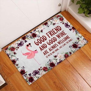 Flamingo Good Friend And Good Wine Doormat Real friends Bring Beer Welcome Doormat Indoor and Outdoor Doormat Warm House Gift Gift Friends Birthday Gift 1627635735627.jpg