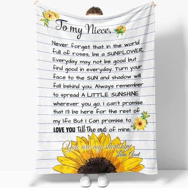 To My Niece Blanket From Aunt, Custom Sunflower Niece Blanket, Christmas Birthday Graduation Blanket Gift Ideas For Niece 1627869092662.jpg