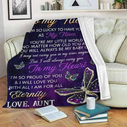 Gift For Niece Blanket, Butterfly To My Niece I'm So Lucky To Have You As My Niece - Love From Aunt 1627869103831.jpg