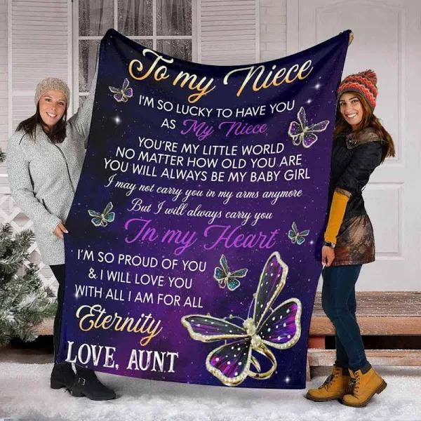 Gift For Niece Blanket, Butterfly To My Niece I'm So Lucky To Have You As My Niece - Love From Aunt 1627869104092.jpg