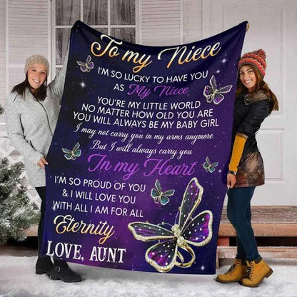 Gift For Niece Blanket, Butterfly To My Niece I'm So Lucky To Have You As My Niece - Love From Aunt 1627869104092.jpg