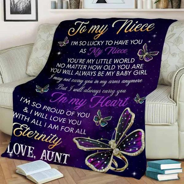 Gift For Niece Blanket, Butterfly To My Niece I'm So Lucky To Have You As My Niece - Love From Aunt 1627869104435.jpg
