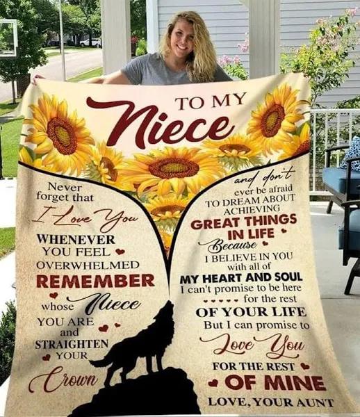 Personalized To My Niece Sunflower Fleece Blanket From Aunt Never Forget That I Love You Great  Gift For Birthday Christmas  1627869318921.jpg