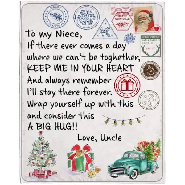 To My Niece Wrap Yourself Up Consider Big Hug Keep Me In Your Heart Christmas Xmas Gift From Uncle  Blanket Christmas Gift Ideas 1627869319686.jpg