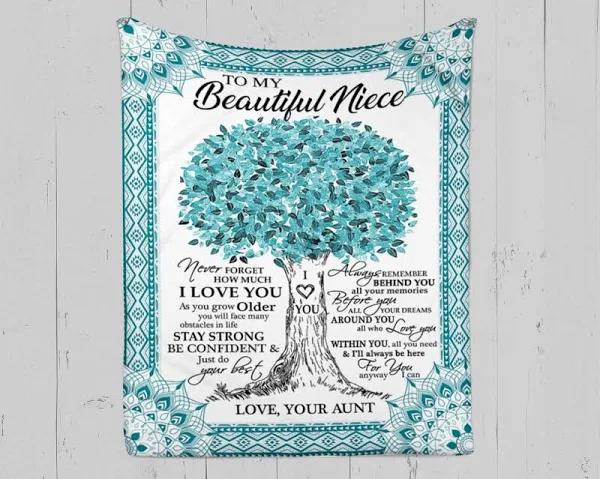 Personalized To My Niece Tree  Blanket From Aunt Never Forget How Much I Love You Great Customized Gift  1627869539393.jpg