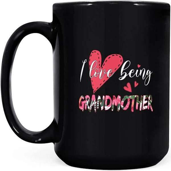 I Love Being Grandmother With Heart - Black Mug Double Side Printed Ceramic Coffee Mug Tea Cups Latte 1628049276791.jpg