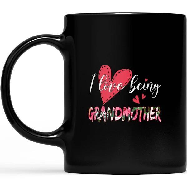 I Love Being Grandmother With Heart - Black Mug Double Side Printed Ceramic Coffee Mug Tea Cups Latte 1628049278210.jpg