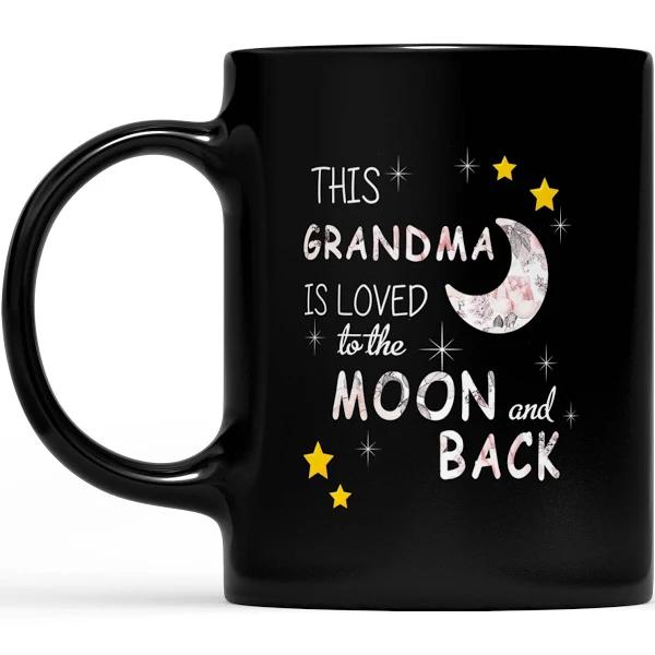 This Grandma Is Loved To The Moon And Back - Black Mug Double Side Printed Ceramic Coffee Mug Tea Cups Latte 1628049279145.jpg