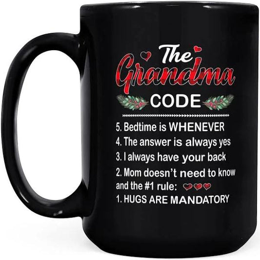 The Grandma Code - Black Mug Double Side Printed Ceramic Coffee Mug Tea Cups Latte 1628049284508.jpg