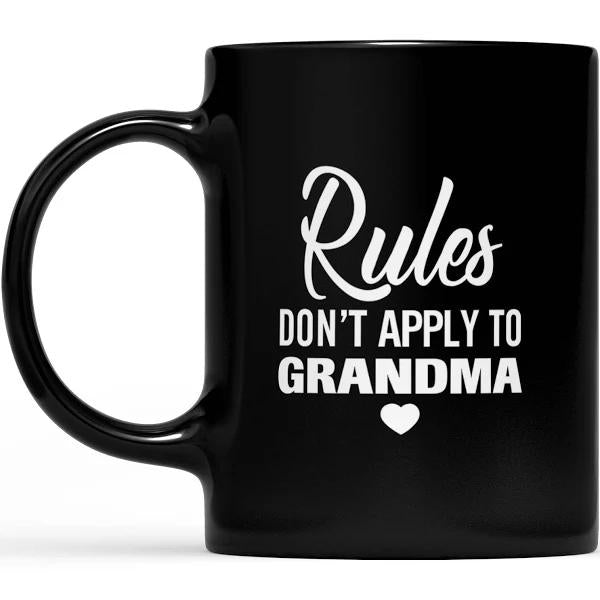 Rules To Grandma - Black Mug Double Side Printed Ceramic Coffee Mug Tea Cups Latte 1628049285911.jpg
