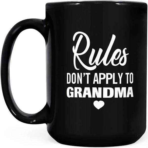 Rules To Grandma - Black Mug Double Side Printed Ceramic Coffee Mug Tea Cups Latte 1628049286138.jpg