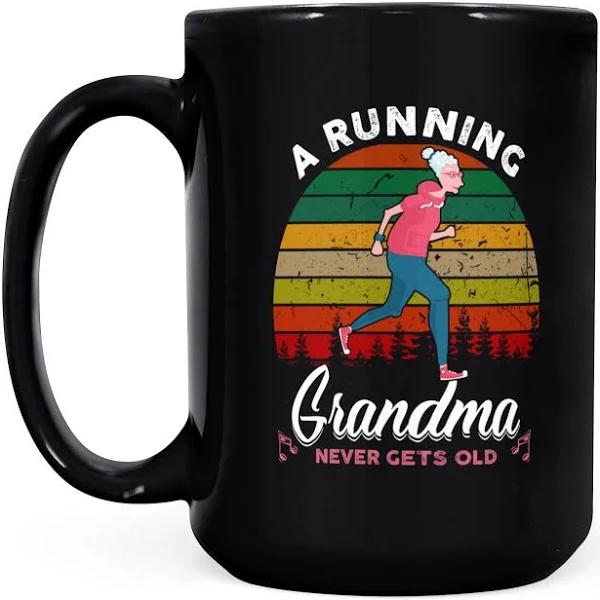 A Running Grandma - Black Mug Double Side Printed Ceramic Coffee Mug Tea Cups Latte 1628049295799.jpg