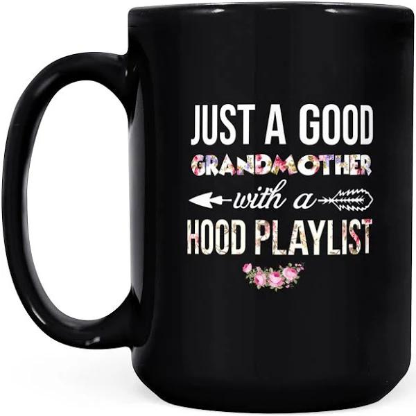 Just A Good Grandmother With A Hood Playlist - Black Mug Double Side Printed Ceramic Coffee Mug Tea Cups Latte 1628050037364.jpg