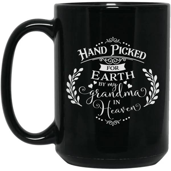 Hand Picked By My Grandma in Heaven Coffee Mug - Black Mug Double Side Printed Ceramic Coffee Mug Tea Cups Latte 1628050042020.jpg