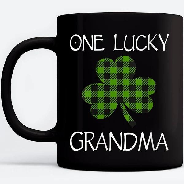 Womens One Lucky Grandma St Patricks Day Gift Plaid Grandmother Black Mug Double Side Printed Ceramic Coffee Mug Tea Cups Latte 1628050053628.jpg
