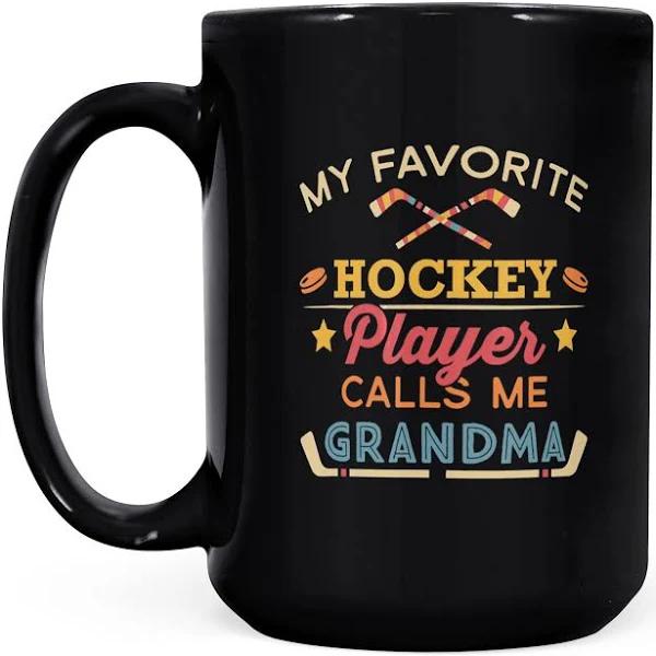 My Favorite Hockey Player Calls Me Grandma - Black Mug Double Side Printed Ceramic Coffee Mug Tea Cups Latte 1628050054495.jpg