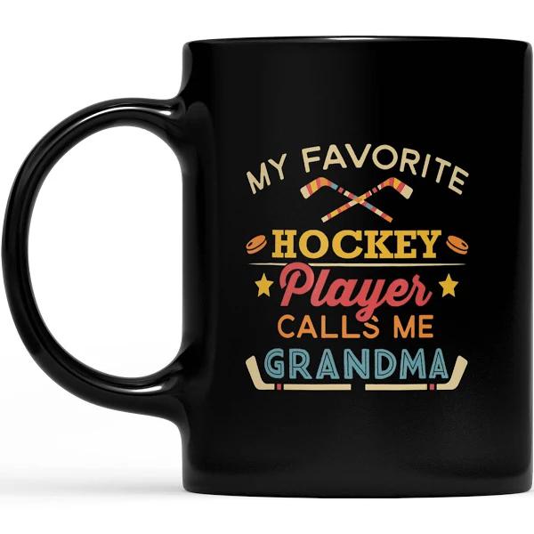 My Favorite Hockey Player Calls Me Grandma - Black Mug Double Side Printed Ceramic Coffee Mug Tea Cups Latte 1628050054825.jpg