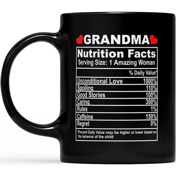 Grandma Nutrition Facts Serving Black Mug Double Side Printed Ceramic Coffee Mug Tea Cups Latte 1628050857481.jpg