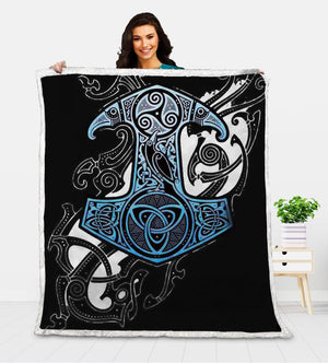 Viking Axe Blanket, Viking Norse Quilt, Viking Fleece Bedding Blanket, Gift For Dad, Gift For Brother, Viking Ruins Pattern Throw Blanket 1628216208606.jpg