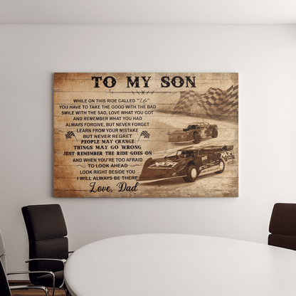 To My Son Love Dad Dirt Track Racing Landscape Canvas Gift For Son From Dad Birthday Gift Decor Home Decor Wall Art Visual Art 1628245080613.png