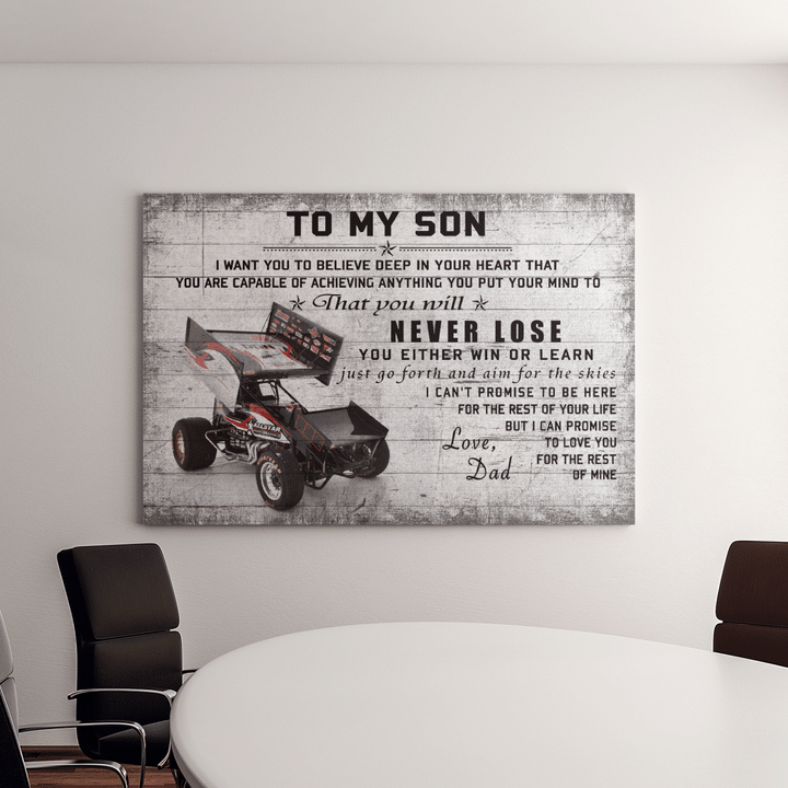 To My Son Love Dad Sprint Car Racing Landscape Canvas Gift For Son From Dad Birthday Gift Decor Home Decor Wall Art Visual Art 1628245126923.png