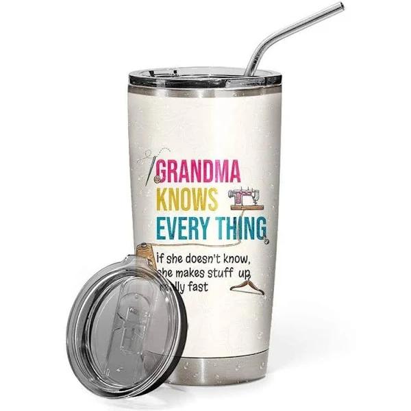Grandma Knows Everything Funny Sewing Stainless Steel Skinny Tumbler Bulk, Double Wall Vacuum Slim Water Tumbler Cup With Lid, Reusable Metal Travel Coffee Mug 1628476326167.jpg