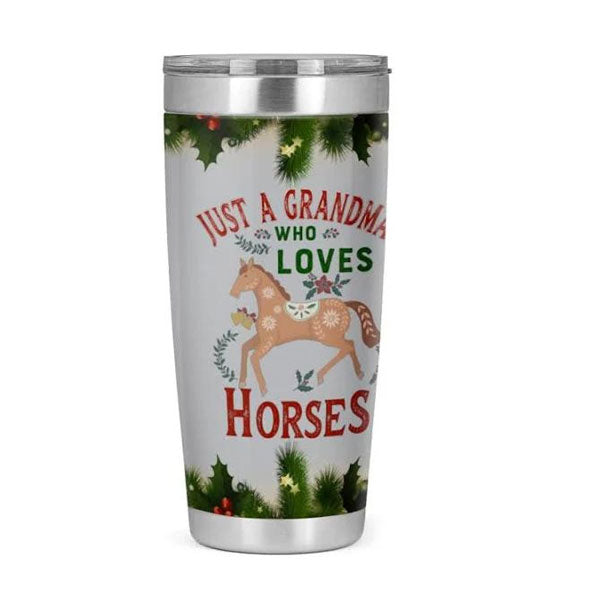 Grandmother Christmas Who Loves Horses Stainless Steel Skinny Tumbler Bulk, Double Wall Vacuum Slim Water Tumbler Cup With Lid, Reusable Metal Travel Coffee Mug 1628483363120.jpg