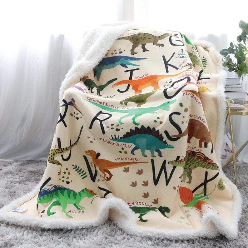 Dinosaur Blanket, Abc Dinosaur Blanket Super Soft Fluffy Sherpa Throw 1628560021016.jpg