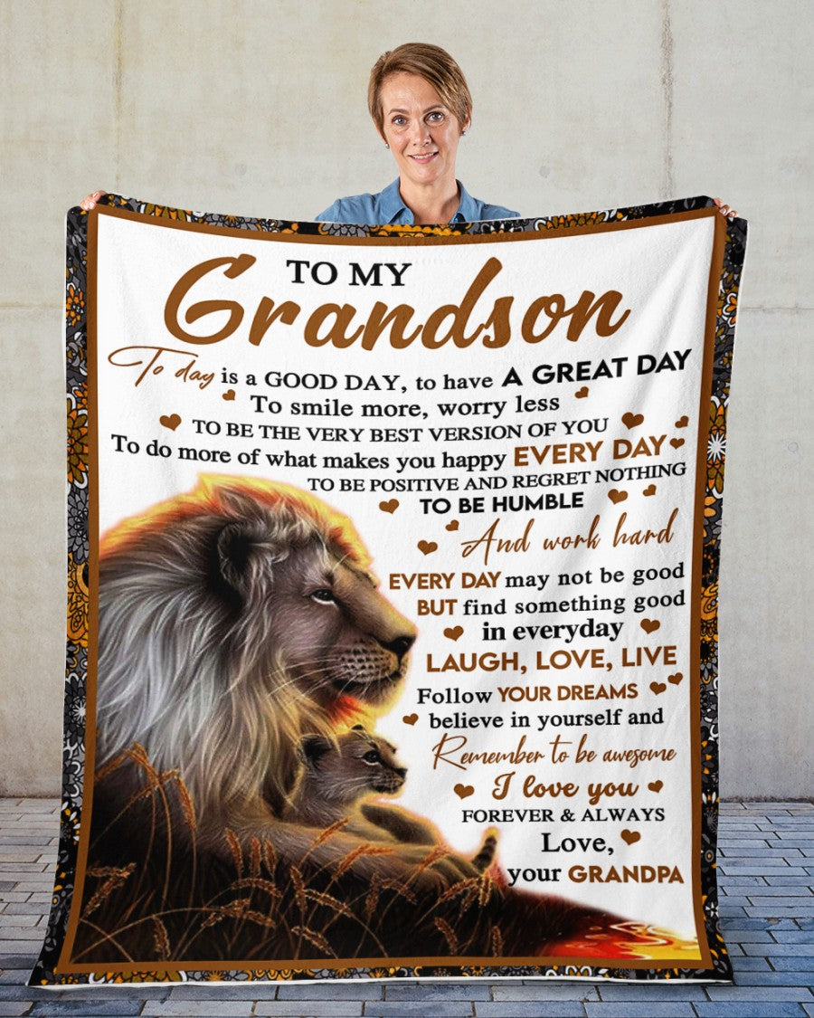 To My Grandson Never Feel That You Are Alone - Lion Blanket For Grandson Gift From Grandpa Birthday Gift Home Decor Bedding Couch Sofa Soft And Comfy Cozy 1 1628664785919.jpg