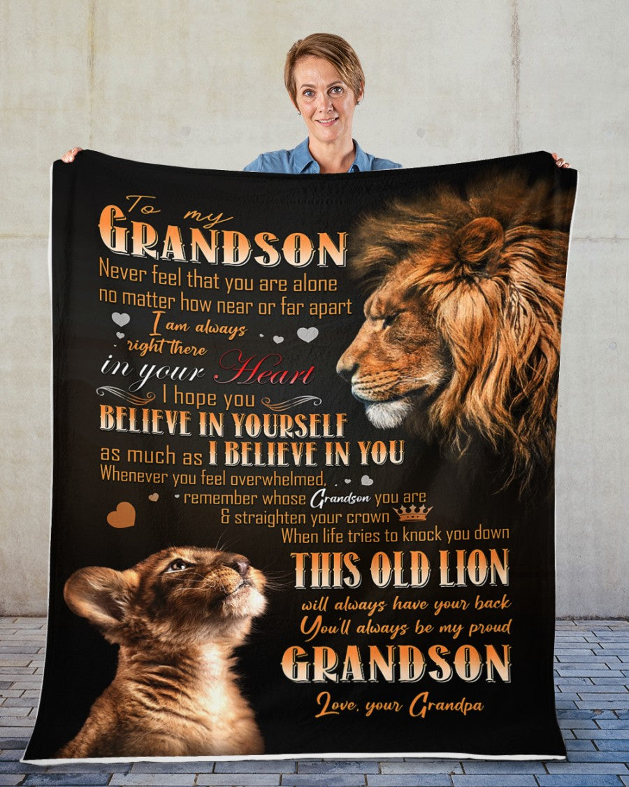 To My Grandson Never Feel That You Are Alone - Lion Blanket For Grandson Gift From Grandpa Birthday Gift Home Decor Bedding Couch Sofa Soft And Comfy Cozy 2 1628664885499.jpg