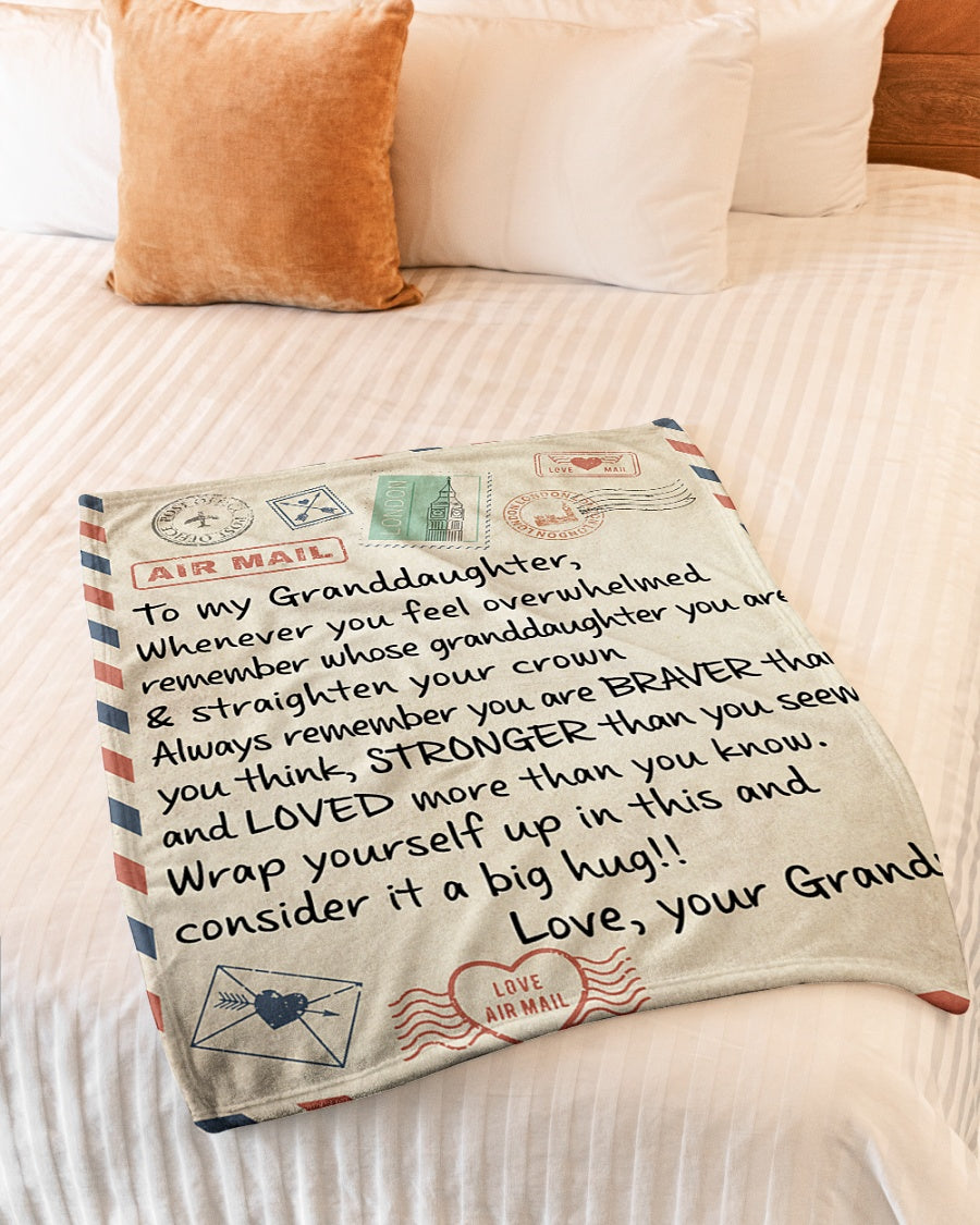 Air Mail to Granddaughter Whenever You Feel Overwhelmed You are Braver Than You Think Stronger Than You Seem Vintage Stamp Fleece Blanket Gift From Grandma 1628672897377.jpg