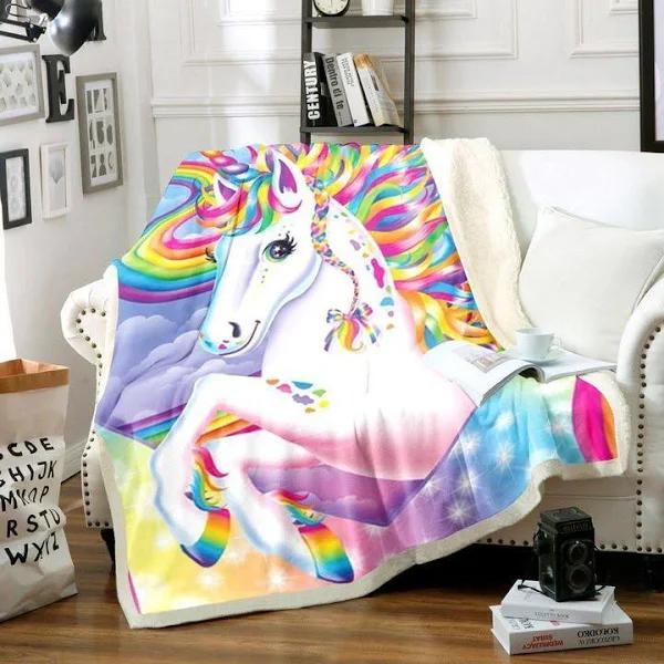 Unicorn Blanket, Colorful Unicorn Cute Gift For Kids, Baby 1628673539841.jpg