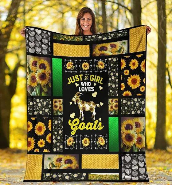 Just A Girl Who Loves Goats Farming Sunflower Throw Sherpa Fleece Blanket Lightweight Soft 1628740164529.jpg
